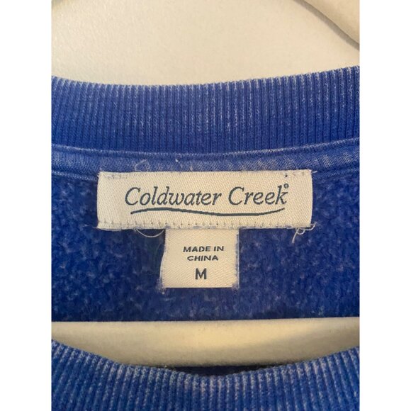 Coldwater Creek Blue Distressed Longline Sweatshirt With Pockets Size M - Picture 3 of 6